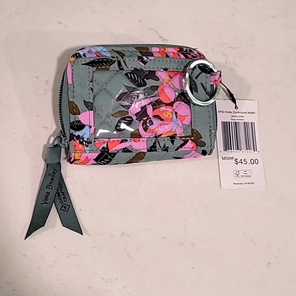 NWT Vera Bradley RFID ID petite zip around wallet